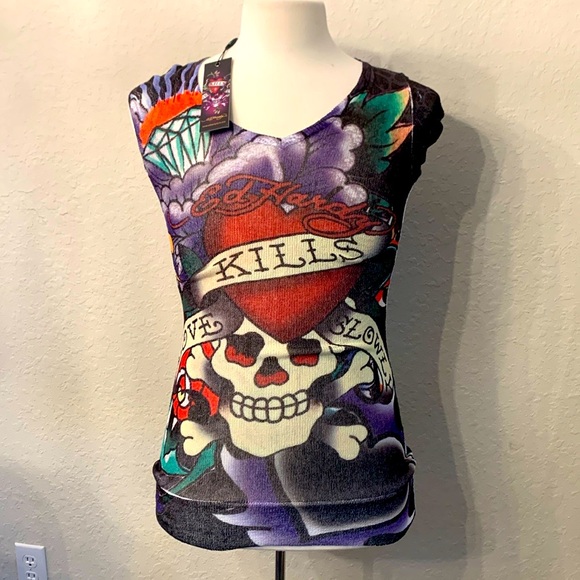 Ed Hardy Love Kills Slowly Mini Dress Size medium - Picture 1 of 16